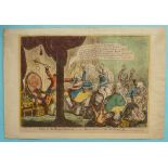 1807 Catholic Emancipation: a good original hand coloured engraving by Gillray entitled ‘A Kick Up