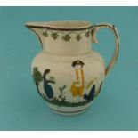 1797 Nelson: a colourful Prattware jug of small size moulded with named full-length portraits of