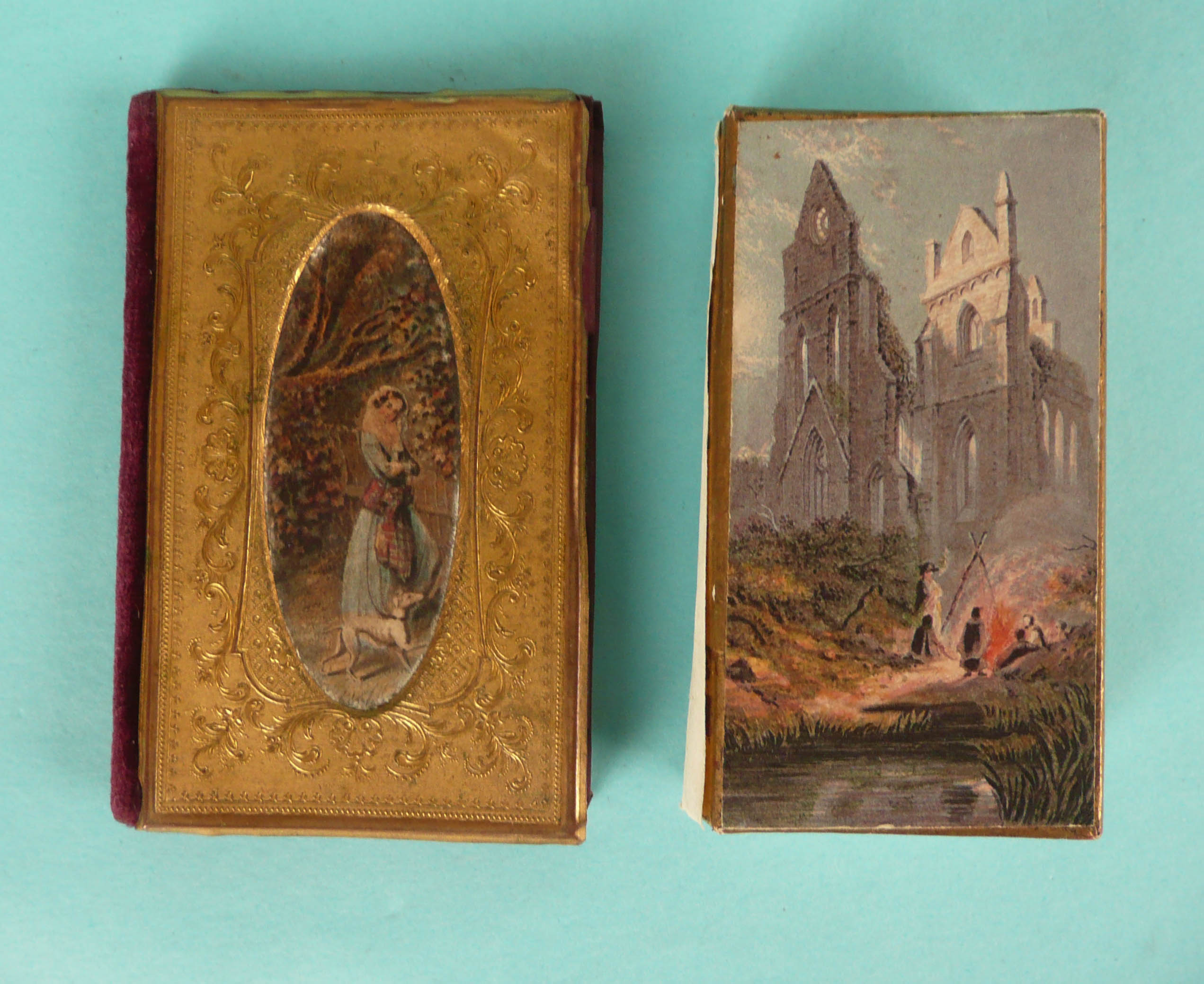 Baxter: a needlebox the cover with St Ruth’s Priory (332) and a needle wallet: part of the