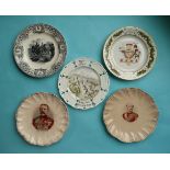 A continental porcelain pierced bordered plate printed with a scene entitled ‘Kings Royal Rifles