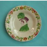 Queen Caroline: a colourful nursery plate with pink lustre decoration and moulded with a named