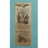 1854 General Lafayette in Memoriam: a silk bookmark from the Fire Department (commemorative,