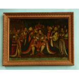 1821 Coronation: a rare glass picture depicting the ceremony, framed, 315 x 415mm overall (