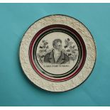 Lord John Russell: a nursery plate with moulded border printed in black with a named portrait banded