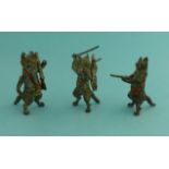 An amusing group of three late-19th century Austrian cold painted bronzes probably by Geschutzt