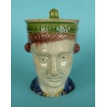Admiral Lord Rodney: a Prattware maskhead mug inscribed around the rim and decorated in green, brown