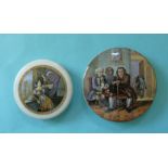 Lady with Hawk (106) and Dr Johnson (175) (2) (prattware, pot lid, potlid)