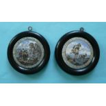 The Old Water Mill (318) and The Faithful Shepherd (309) each framed (2) (prattware, pot lid,