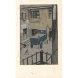 Erich Büttner (1889-1936), deutscher Expressionist der Berliner Secession, Blick von einem Balkon