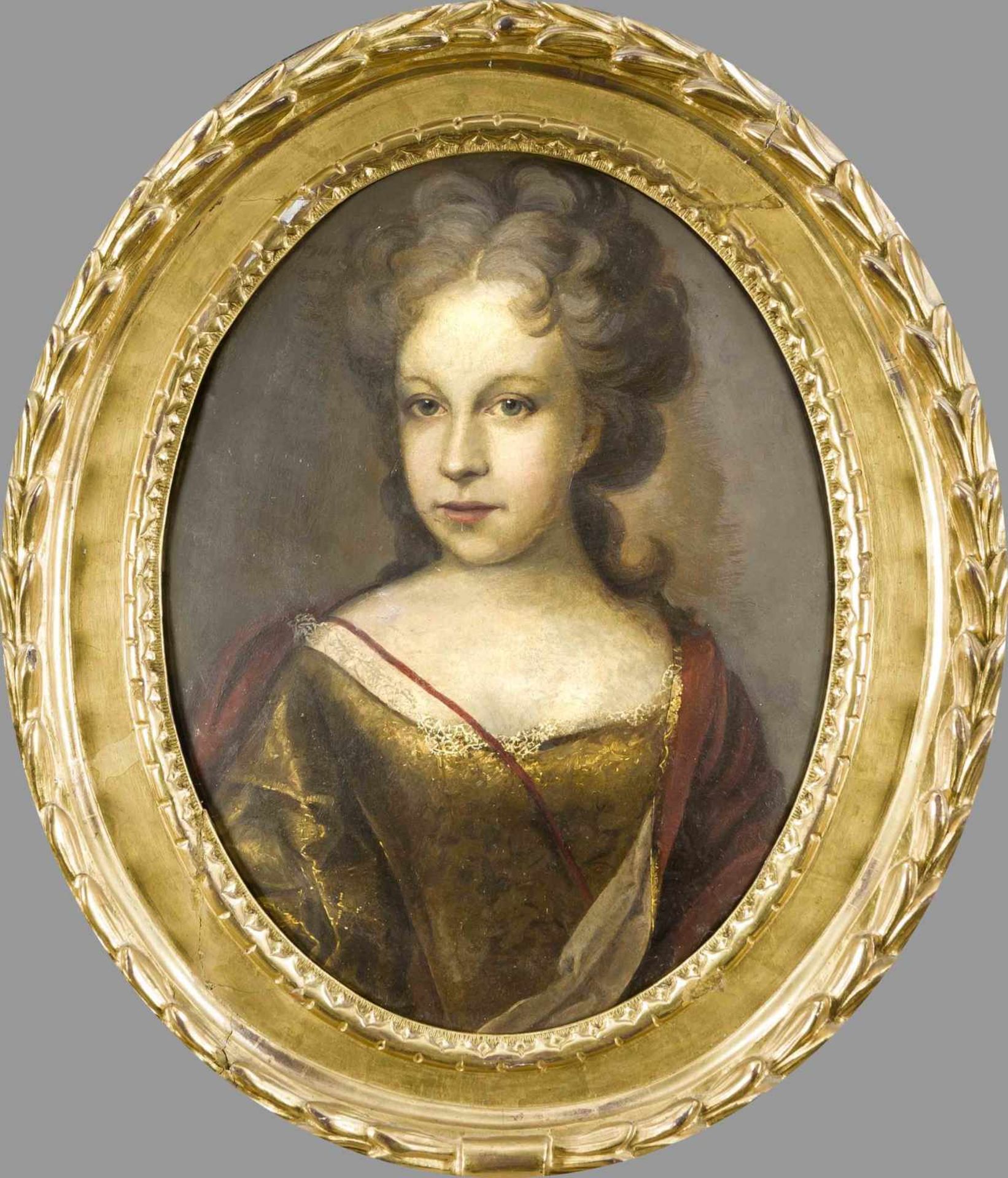 Maler des 18. Jh., Portrait einer jungen Dame im Oval, Öl/Metallblech, unsign., 45 x 36 cm, ger.