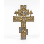 Staurothek-Kreuz,19. Jh., Russland, Kreuzigungsszene, H. 15,4 cm