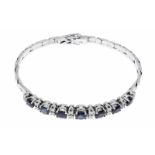 Saphir-Brillant-Armband WG 750/000 mit rund fac. Saphiren 5 - 4 mm in guter Farbe und 16 Brillanten,