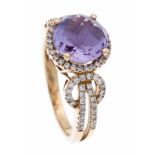 Amethyst-Brillant-Ring RG 750/000 mit einem excellenten rund fac. natürlichen Amethyst 2,77 ct in