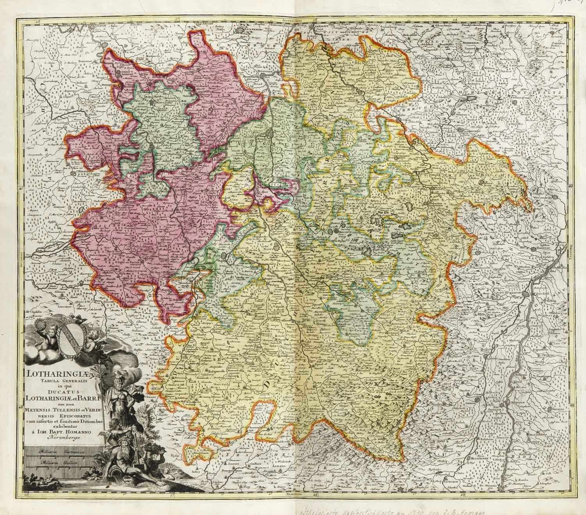 Zwei historische Karten von Lothringen, "Ducatur Lotharingiae et Barrut..." von Seutter, sowie " - Image 2 of 2