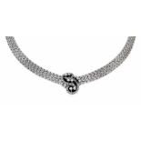 Brillant-Collier WG 585/000 ungest., gepr. mit 46 Brillanten, zus. 0,80 ct W/VS, L. 22 mm,