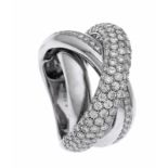 Brillant-Ring WG 750/000 mit 157 Brillanten, zus. 3,50 ct TW/VVS, RG 56, 15,1 g