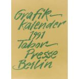 Grafik-Kalender 1991 Tabor-Presse Berlin, mit 12 montierten, handsignierten Originalgrafiken von