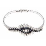 Saphir-Brillant-Armband WG 750/000 mit rund fac. Saphiren in guter Farbe und Brillanten und