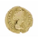 Goldmünze Römische Kaiserzeit, Diva Faustina I., Frau des Antoninus Pius, D. 18 mm, 5,0 g, ehemal.