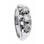 Brillant-Ring WG 585/000 mit 3 Brillanten/Altschliff-Diamanten, zus. 1,0 ct W/SI-PI, RG 56, 6,0 g