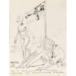 Erotika, Konvolut von 3 Bleistiftzeichnungen um 1930, mit erotischen Szenen und Sprüchen in