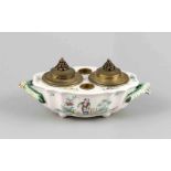 Tinten-Set, Fayence, Frankreich, w. 19. Jh., polychrom bemalt mit Chinoiserien,