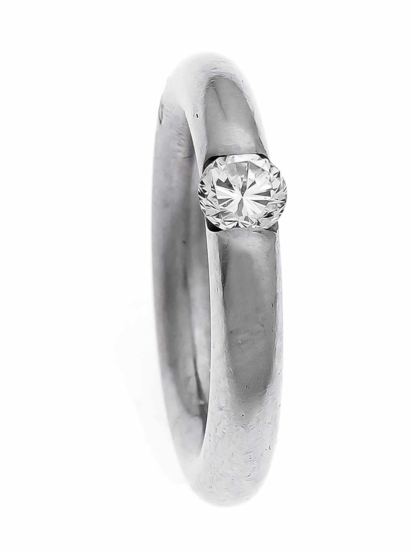 Brillant-Ring Platin 950/000 mit einem Brillanten 0,42 ct W/SI, RG 52, 13,8 g