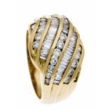 Brillant-Ring GG 750/000 mit Diamant-Baguettes und Brillanten, zus. 1,56 ct TW/VS-SI, RG 56, 10,0 g