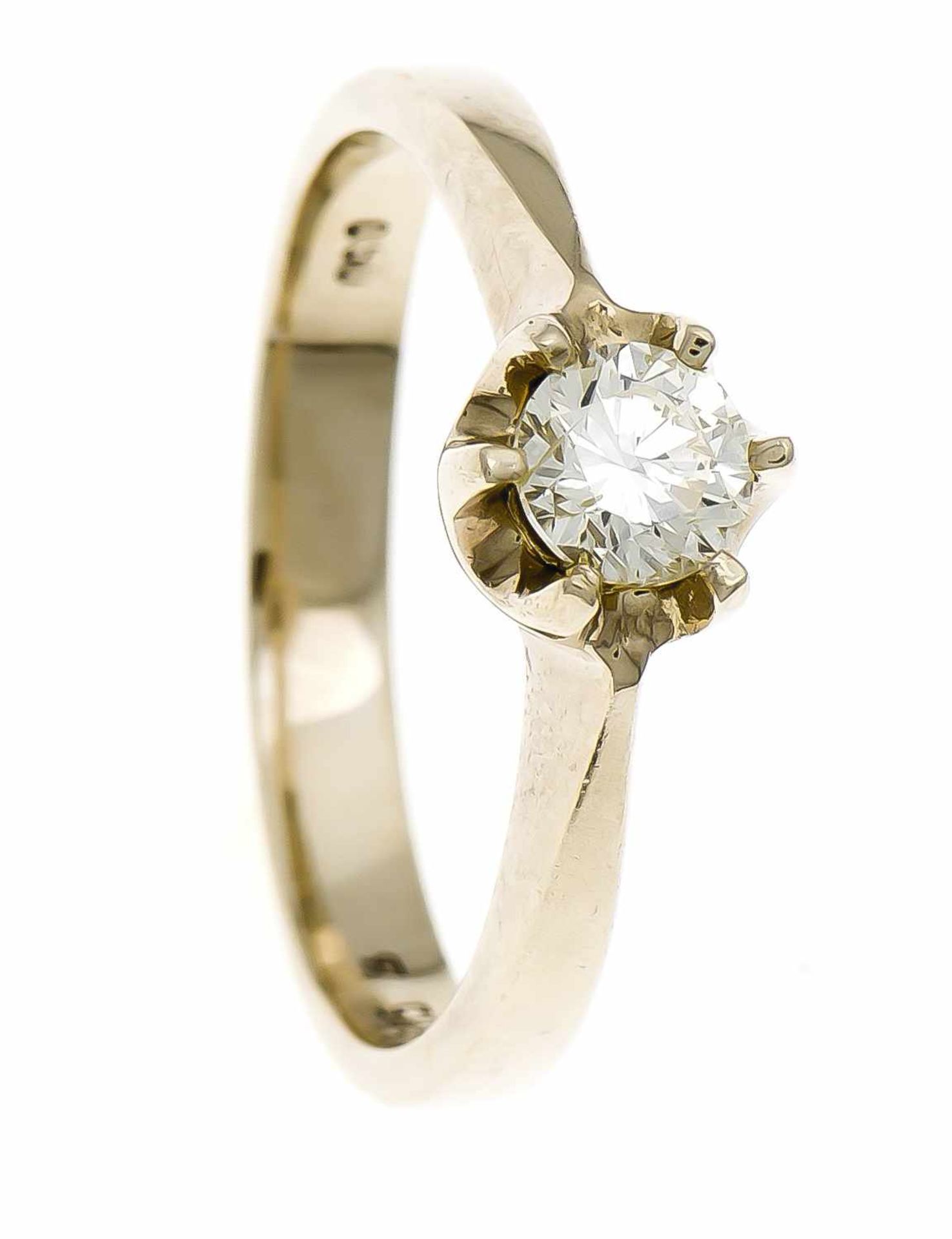 Brillant-Ring GG 585/000 mit einem Brillanten 0,50 ct fancy yellow/VS, RG 58, 4,5 g