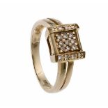 Brillant-Ring GG 585/000 mit Brillanten, zus. 0,25 ct W/SI und fancylightbrown/SI, RG 54, 3,3 g