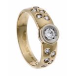 Brillant-Ring GG/WG 585/000 mit einem Brillanten 0,35 ct und 10 Brillanten, zus. 0,15 ct W/SI, RG