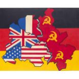 Anonymer Maler um 1970, das aufgeteilte Berlin, Acryl auf Lwd., unsign., in schmaler Leiste, 80 x