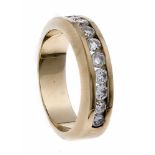 Brillant-Ring GG 585/000 mit 10 Brillanten, zus. 1,0 ct W/SI, RG 57, 7,8 g