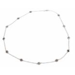 Brillant-Collier WG 585/000 mit 12 Brillanten, zus. 3,5 ct get.W/SI-PI, Federring, L. 45 cm, 4,6 g