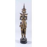 Buddha Figur, 19. Jh., Thailand, Holz, geschnitzt, Darstellung des Buddha Rattanakosin, stehend