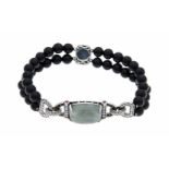 Jade-Onyx-Zirkonia-Armband Silber 925/000 Jade of Yesterday mit einem ovalen Jadecabochon 17 x 13