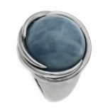 Aquamarin-Ring Silber 925/000 mit einem runden Aquamarin-Cabochon 16 mm, RG 50, 11,0 g