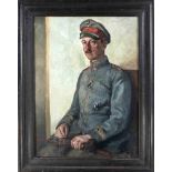 W. Röhrig, 1. H. 20. Jh., Portrait eines Soldaten des 1. WK., sitzende Halbfigur in Uniform, Öl/