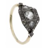 Altschliff-Diamant-Ring GG/WG 585/000 mit einem Altschliff-Diamanten 0,25 ct W/SI, 2 Altschliff-