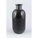 Vase, Murano, 1980er/90er Jahre. Schwarzes Glas mit Silberfolen-Aufschmelzung und farblosem
