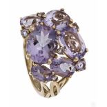 Amethyst-Ring GG/WG 585/000 mit verschieden fac. helleren Amethysten 11 - 2 mm, RG 54, 5,7 g