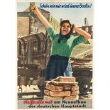 Plakat, DDR, "Schön wie nie wird unser Berlin", "Helft alle mit am Neuaufbau der deutschen