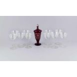 Konvolut von elf Gläsern, um 1900, 10 Weingläser in 2 verschiedenen Größen, klares Glas, Kuppa mit