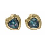 Opal-Ohrstecker GG 375/000 mit je einer Opal-Herz-Triplette 11 mm, 16 x 15 mm, 5,7 g