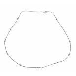 Brillant-Collier WG 585/000 mit 12 Brillanten, zus. 0,40 ct W/SI, Federring, L. 45 cm, 2,3 g