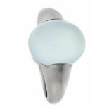 Chalcedon-Ring Silber 925/000 Yvesse mit einem blauen Chalcedon 12 x 9 mm, RG 54, 5,0 g