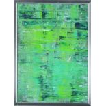 Malerei des 21. Jh., grün gespachtelte Fläche, Öl/Lwd., unsign., 70 x 50 cm, ger. 75 x 55 cm