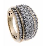 Brillant-Ring GG/WG 585/000 mit 51 Brillanten, zus. 1,02 ct TW-W/SI-P1, RG 53, 9,6 g