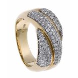 Brillant-Ring GG/WG 585/000 mit 101 Brillanten, zus. 1,01 ct TW-W/SI-P1, RG 57, 9,9 g