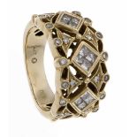 Brillant-Ring GG 585/000 mit Diamanten und Brillanten, zus. 0,75 ct W/VS, RG 54, 8,7 g